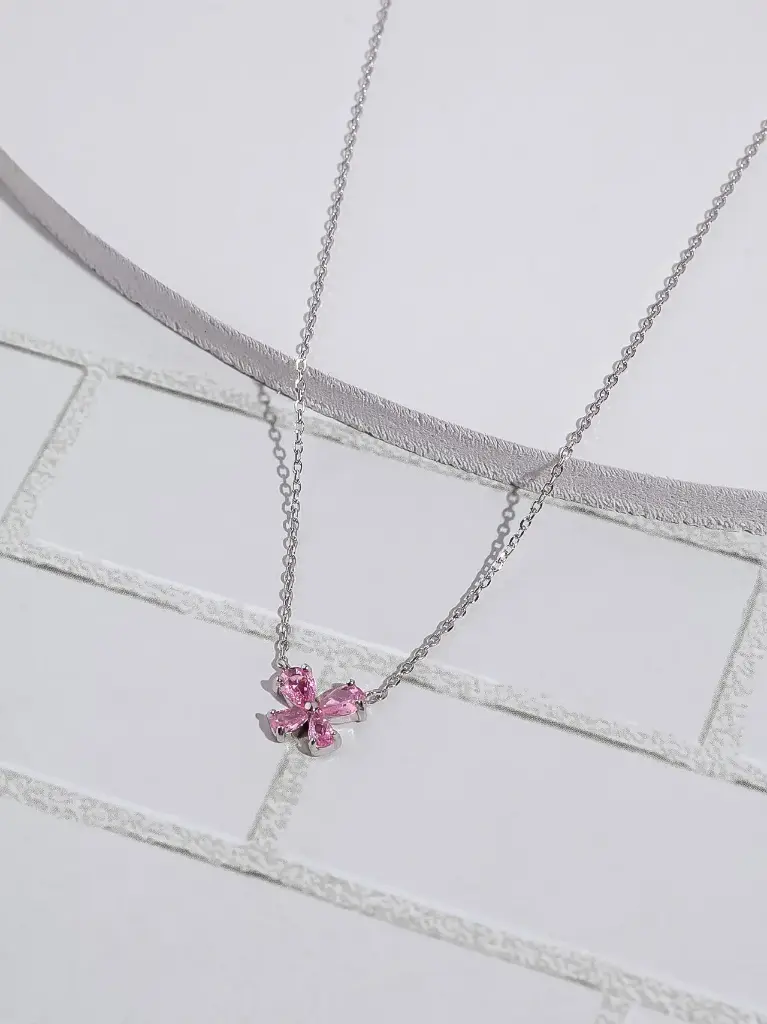 Pink flower silver925 necklace 