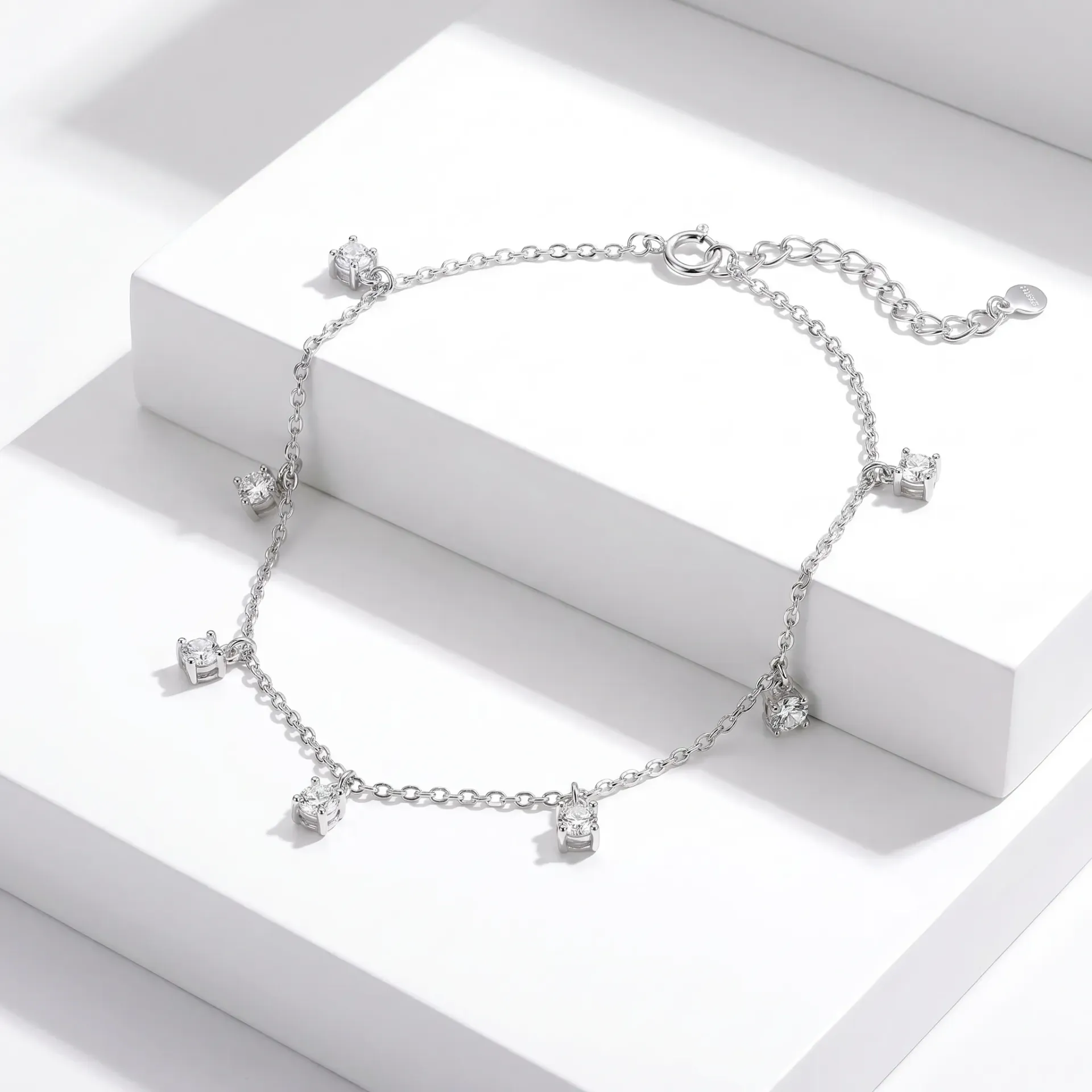 [T0019] 8 stones silver925 anklet