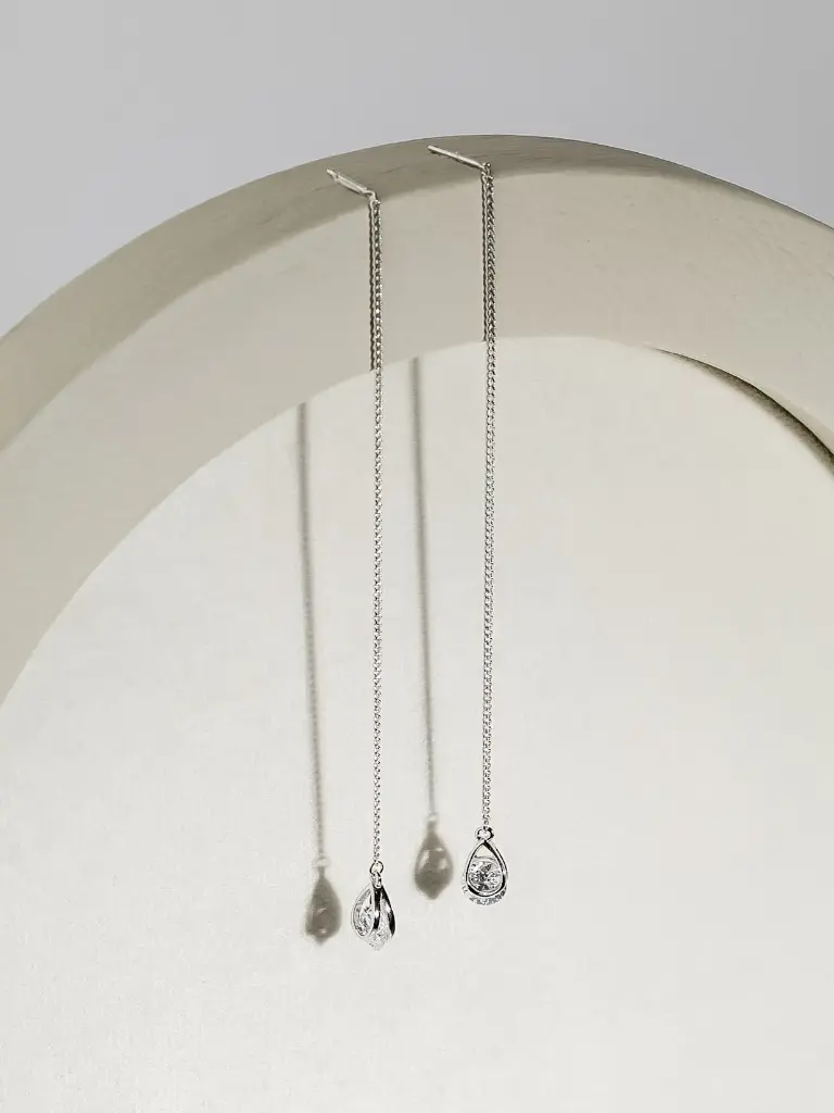 [D9168] Moving diamond silver925 earrings 