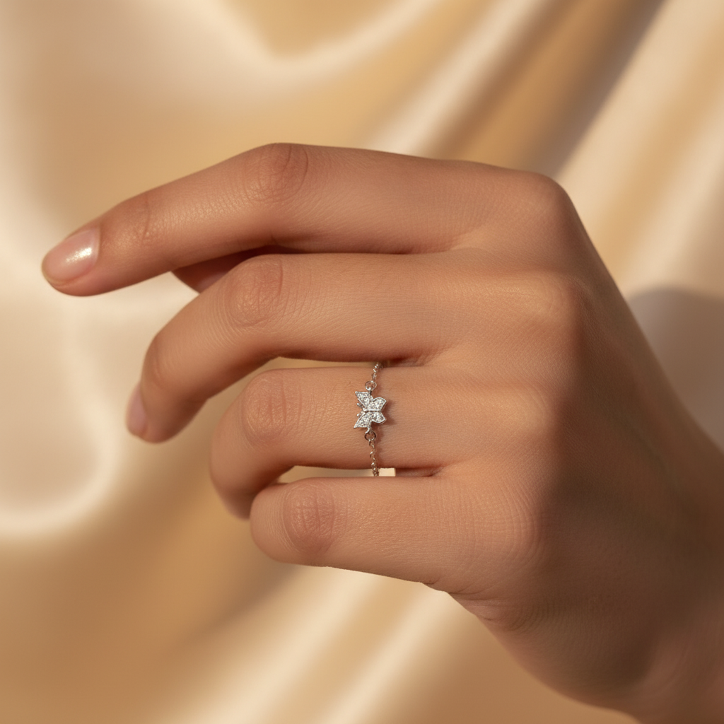 Butterfly adjustable silver925 ring 