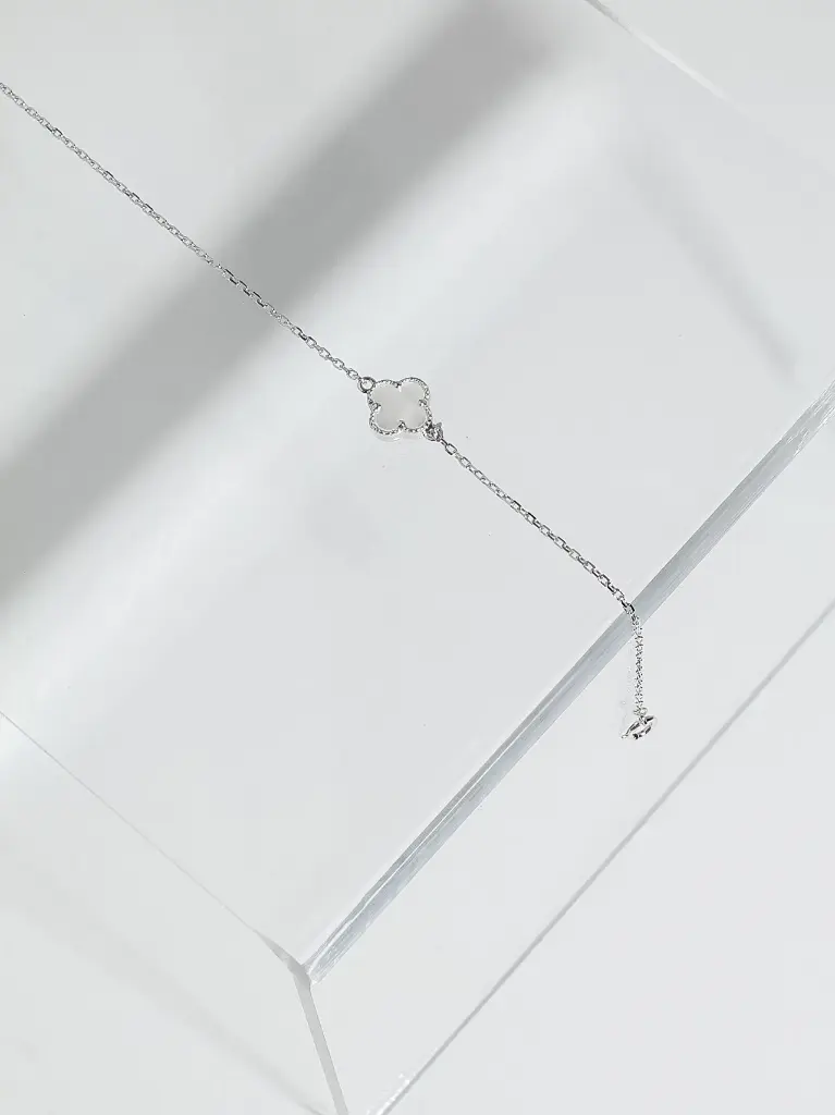 [C6170-W] 1 flower silver 925 bracelet   (white)