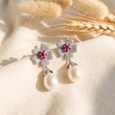 Colored flower with lulu zircon earrings 