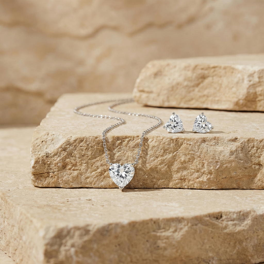 Simple heart silver925 necklace set