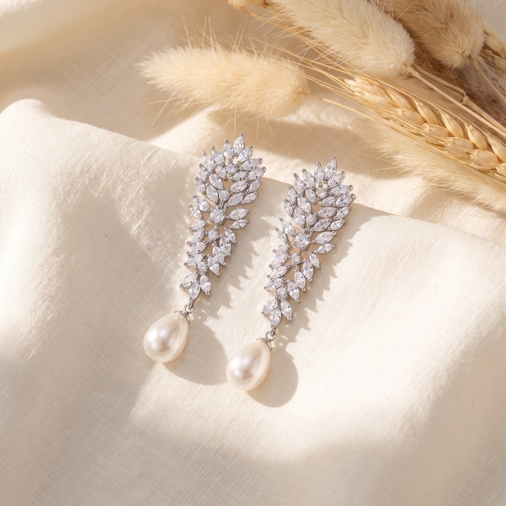 Long leaves with lulu zircon earrings 