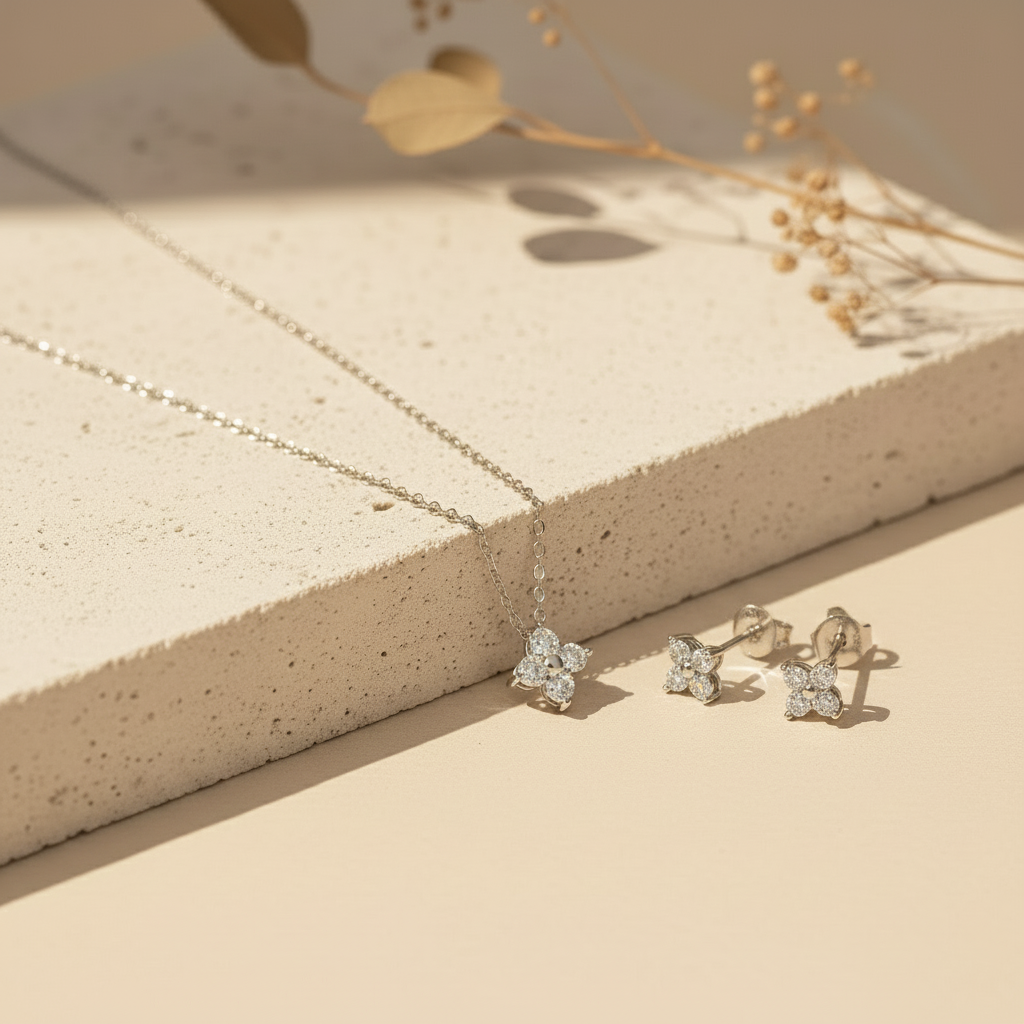 Small flower silver925 necklace set