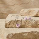 pink heart silver925 necklace set