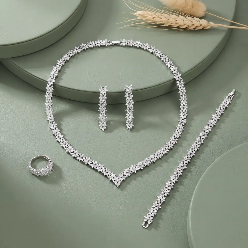 [CN1113] flower snow shape zircon set 