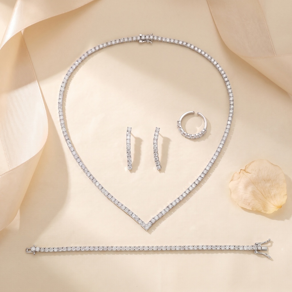 v shape tennis small zircon set 