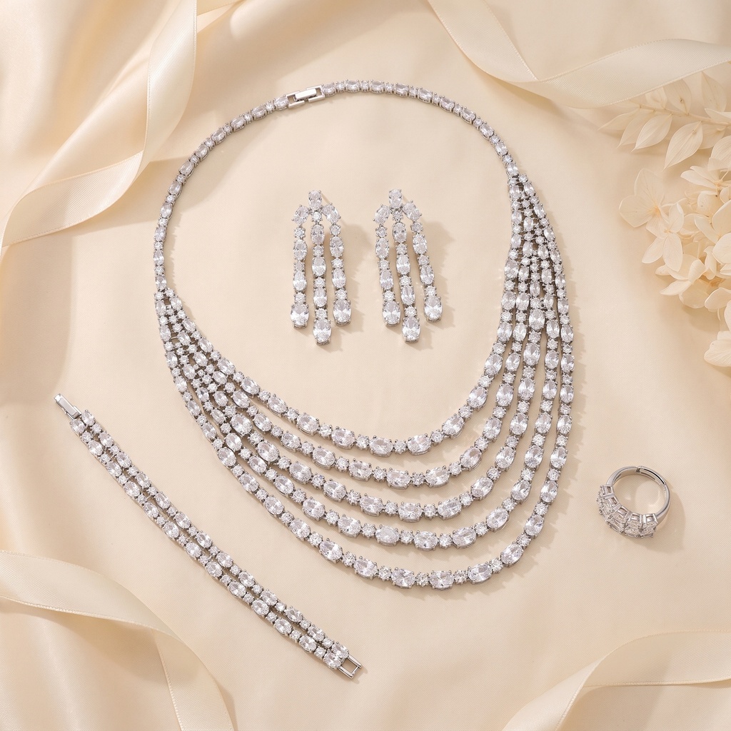 [CN6136] 5 layers oval star zircon set 