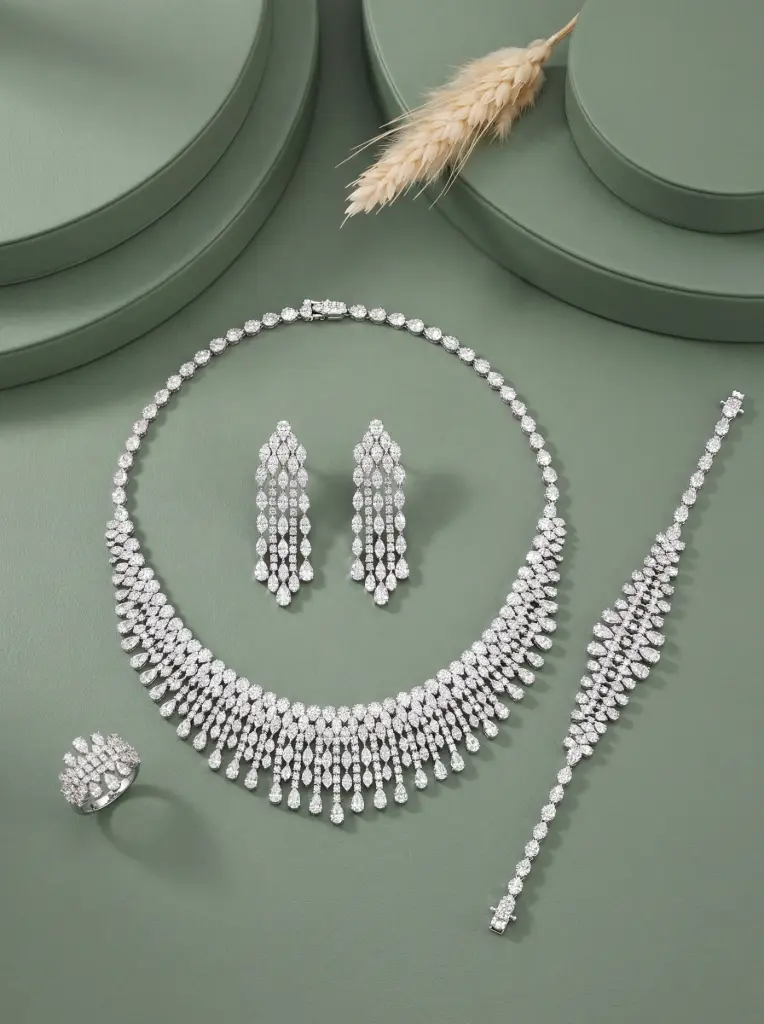 [CN6163] 2side drops heavy zircon set 