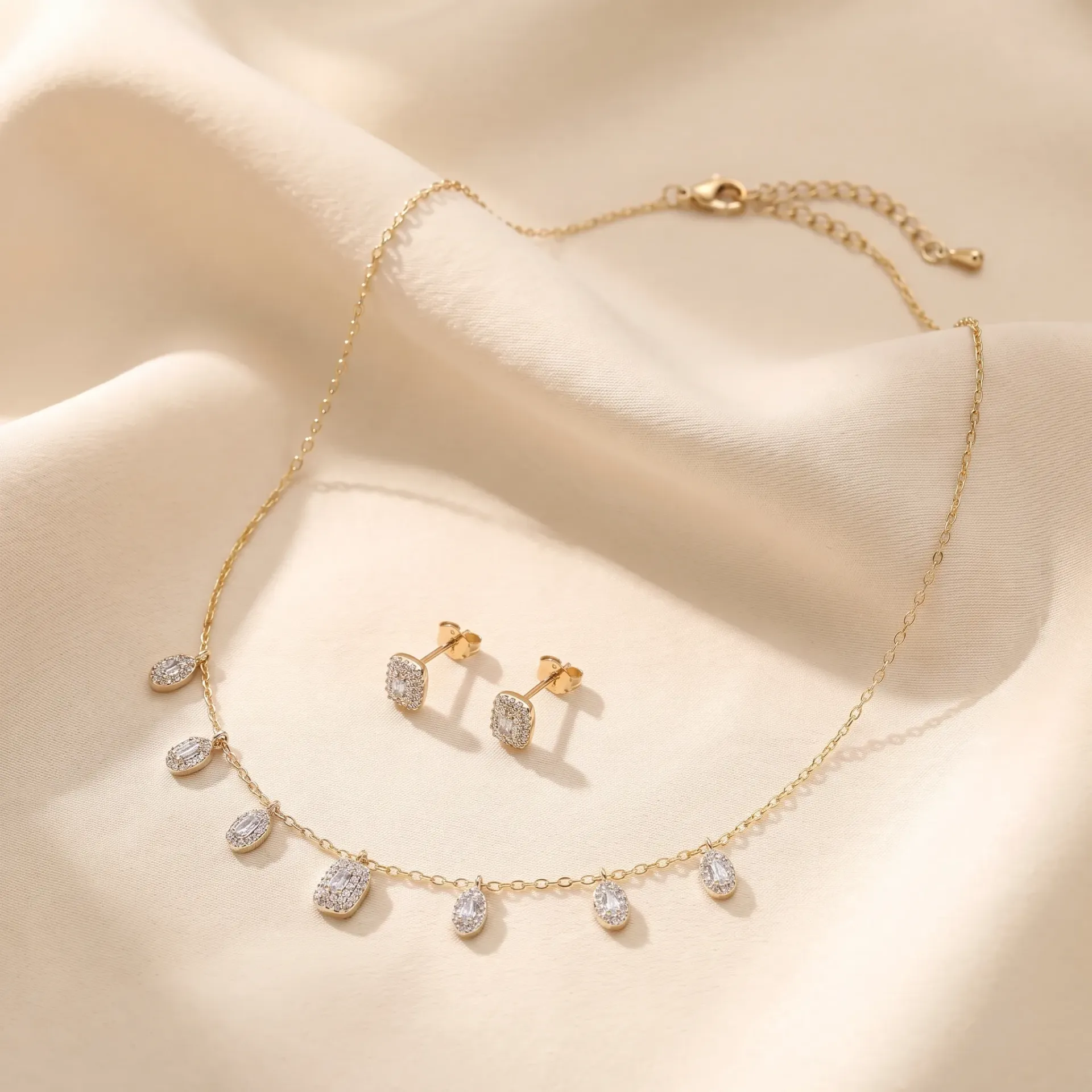 Oval square choker set  (gold)
