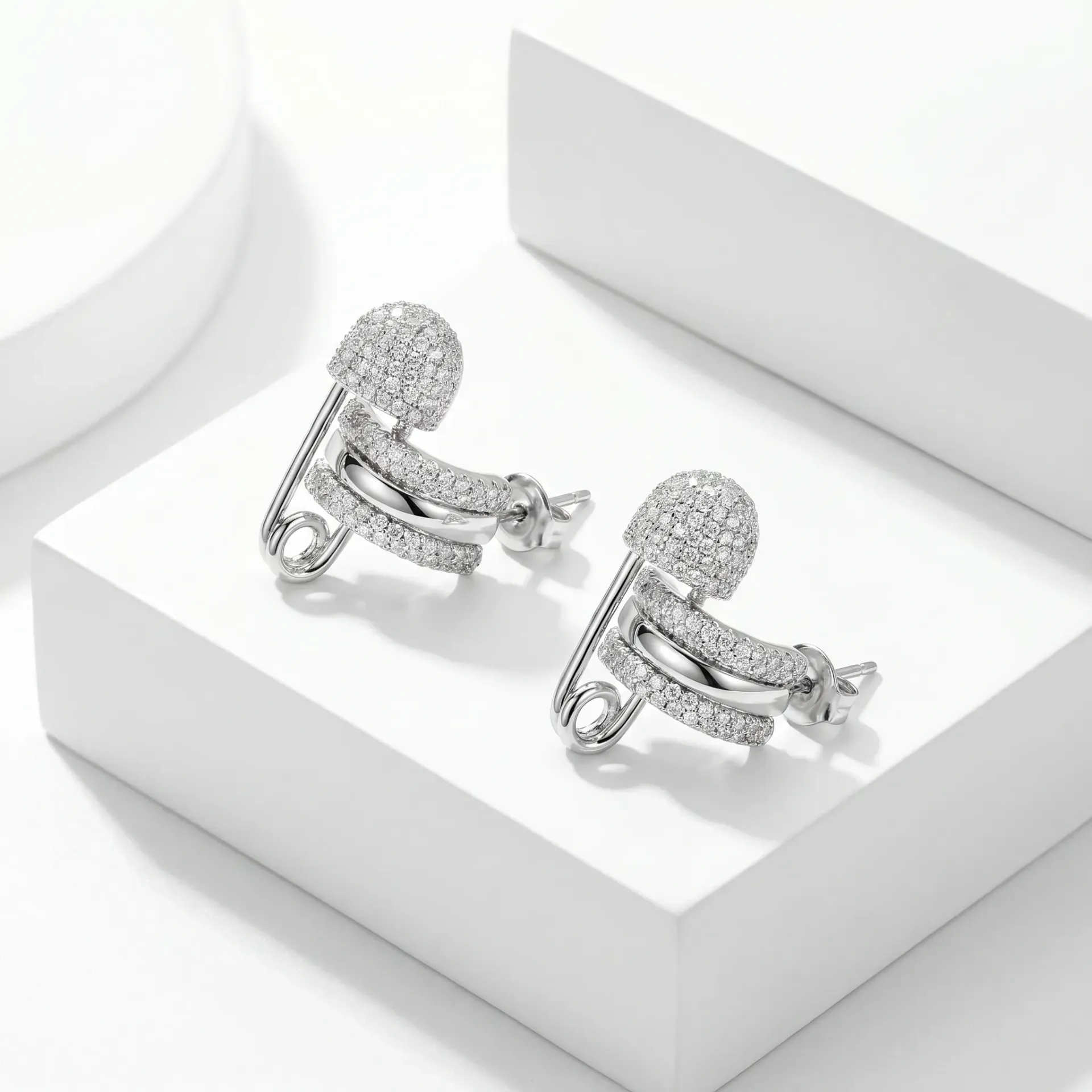 3colores Pin Earrings (silver)