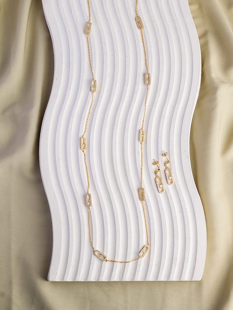 Long elegant k necklace with earrings (gold)