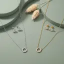Open stone circle necklace set