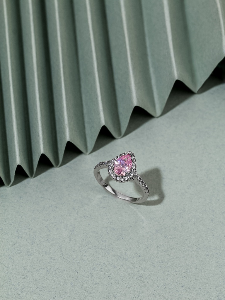 Pink drop silver 925 ring