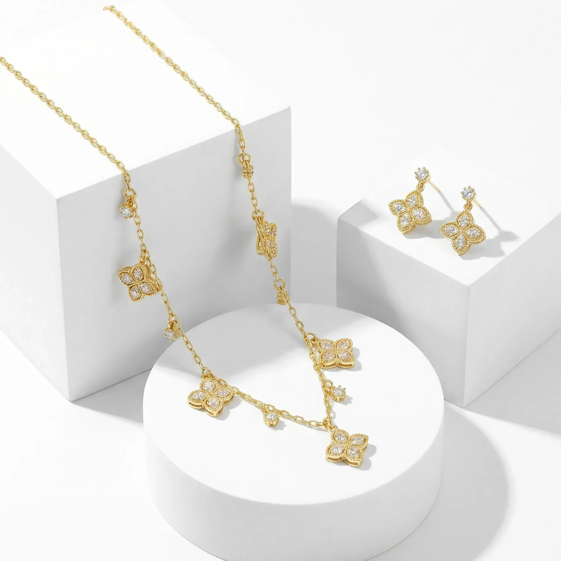 [JYS0271-G] Multi down ro necklace set (gold)