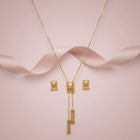 Square coins long necklace set