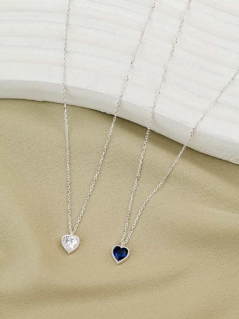 heart smooth silver necklace