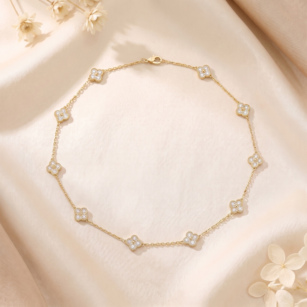 mini Flower choker with stone (gold)