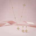 Eye shape ro With stones long necklace set