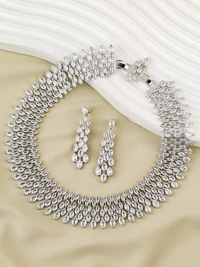 [SZ-44-32] Heavy drops necklace zircon set