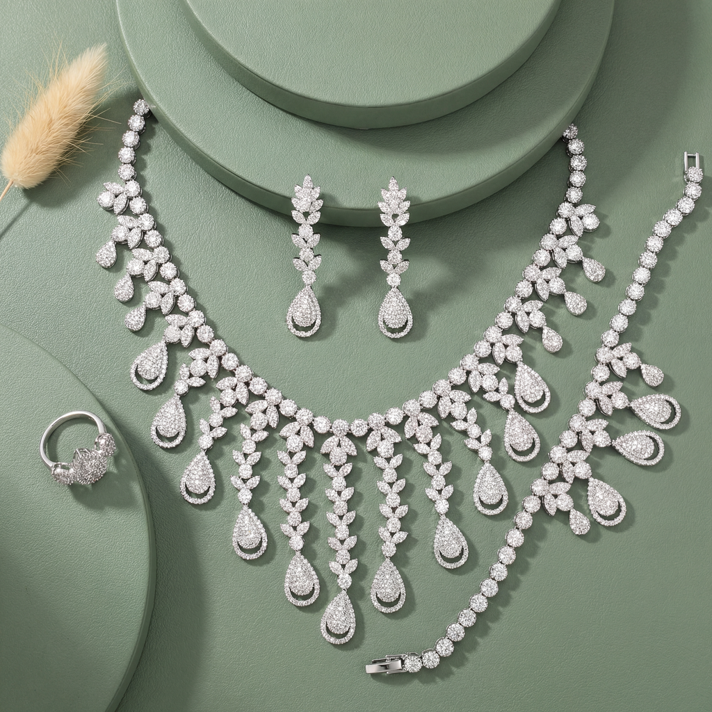 luxury long drops Zircon set 