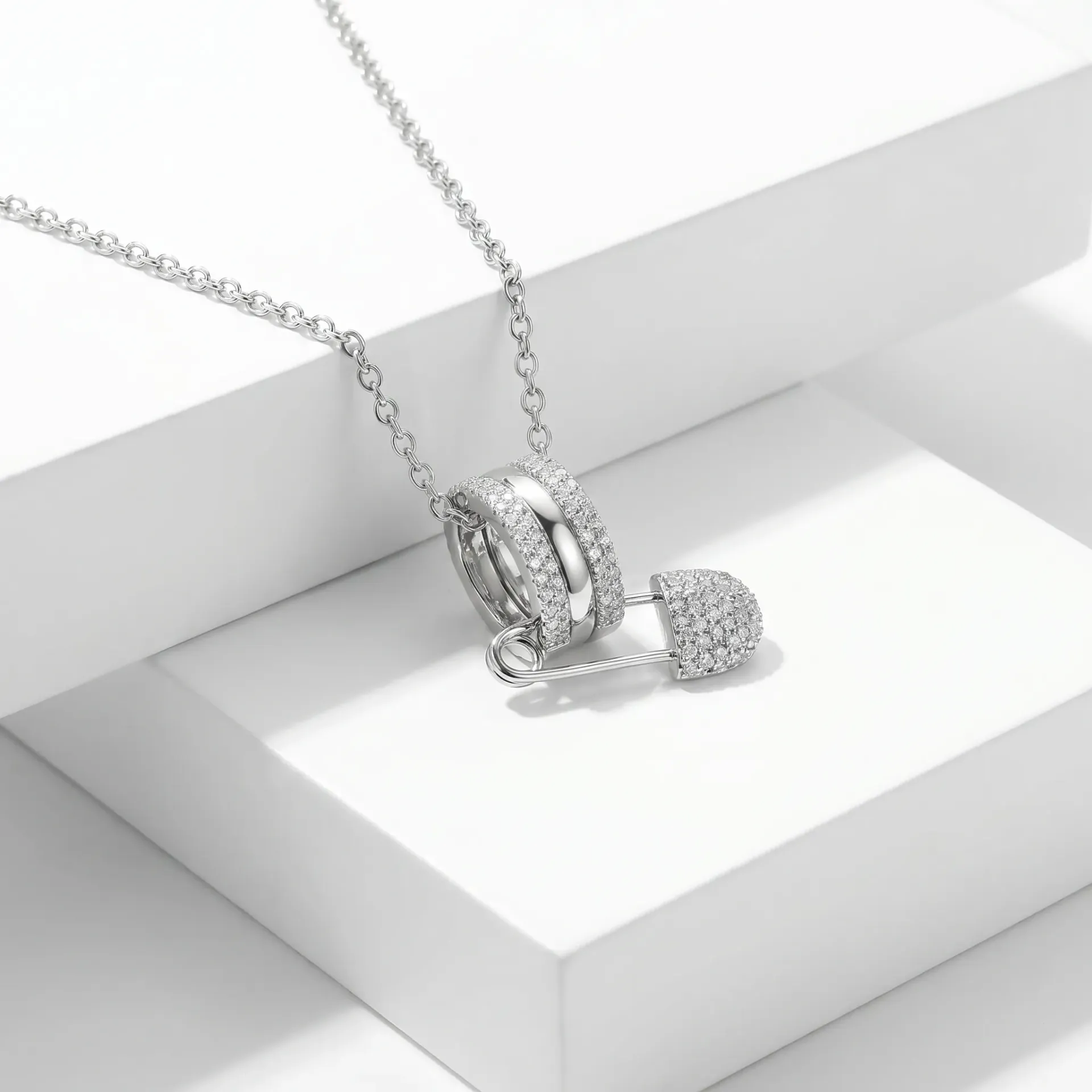 3colores Pin necklace  (silver)