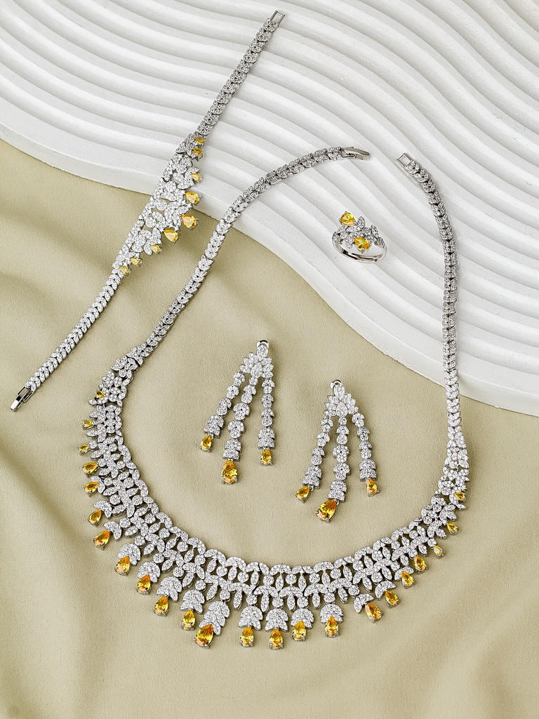 High quality yellow drops zircon set