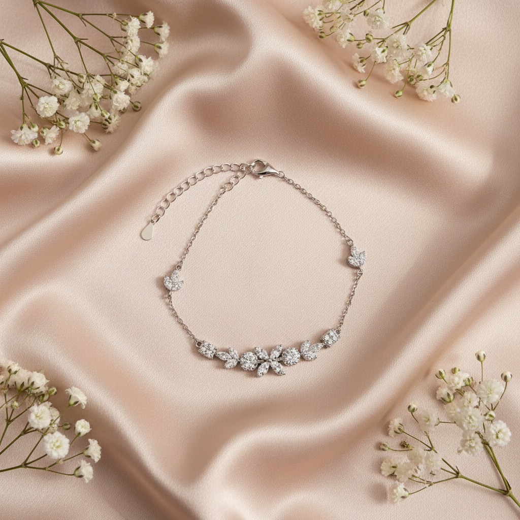 [03BL1S1008625] flower square silver925 bracelet