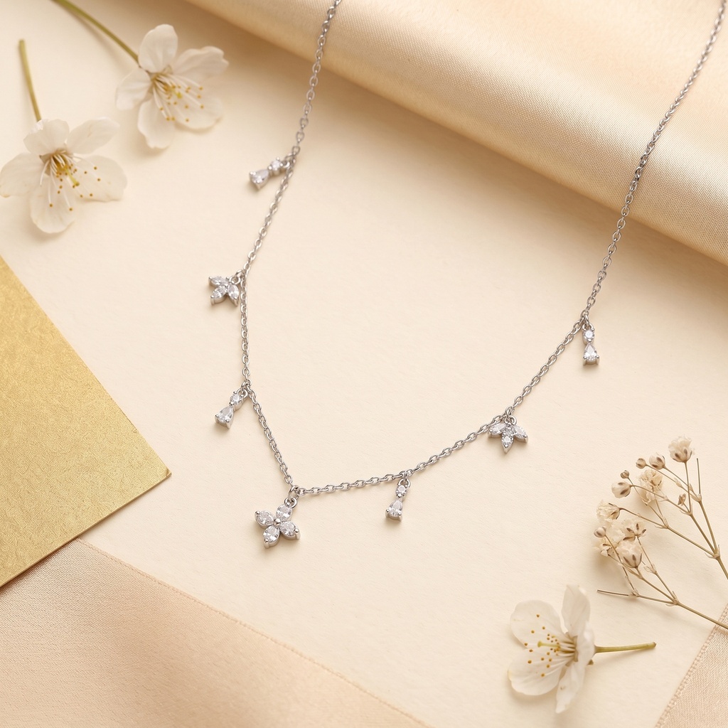 [03NL1S1101111-C] flower leaves silver925 choker