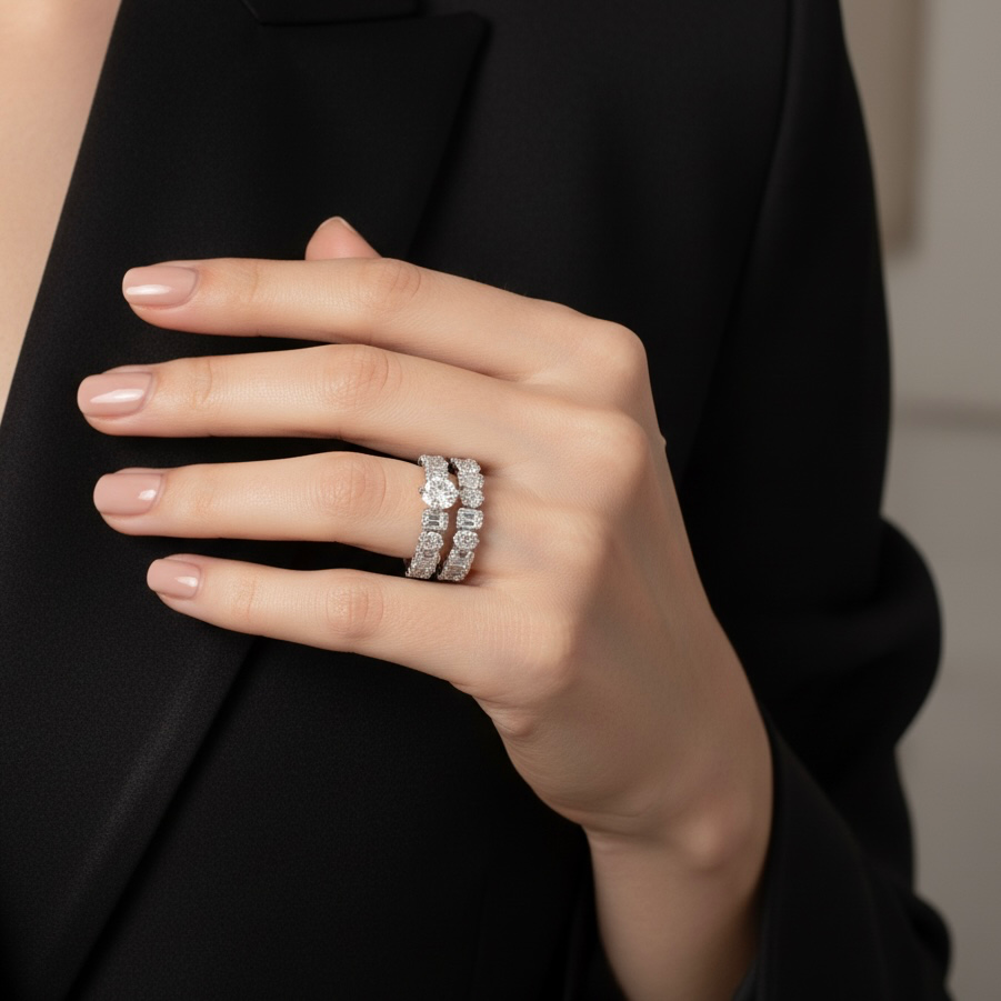 توأم فضة925 مربع دائري