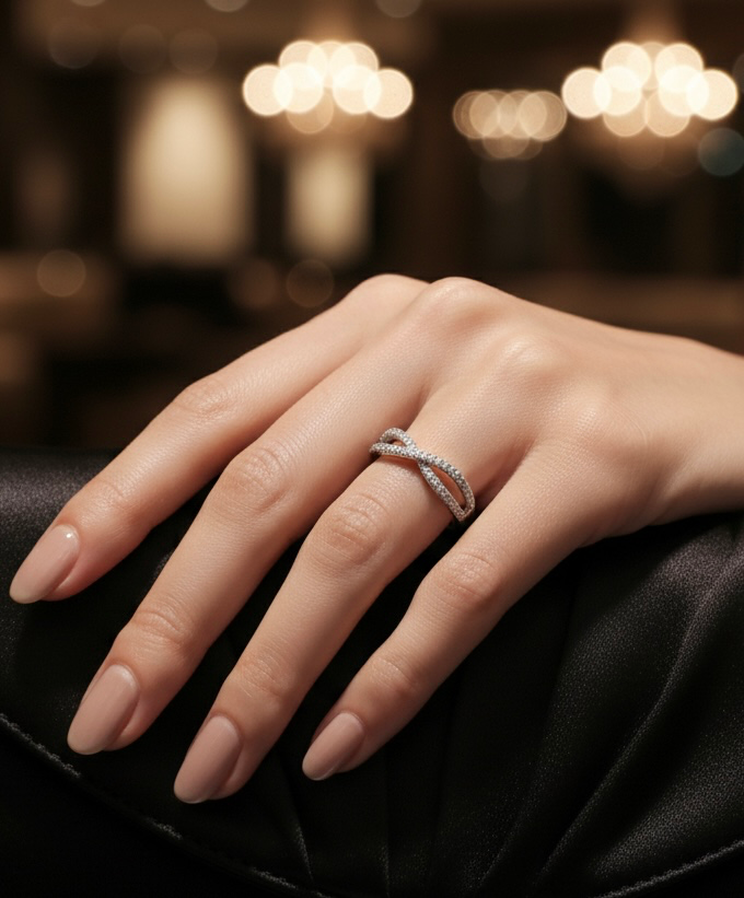 [03RG1S2402660-6] cross line silver925 ring (٦)