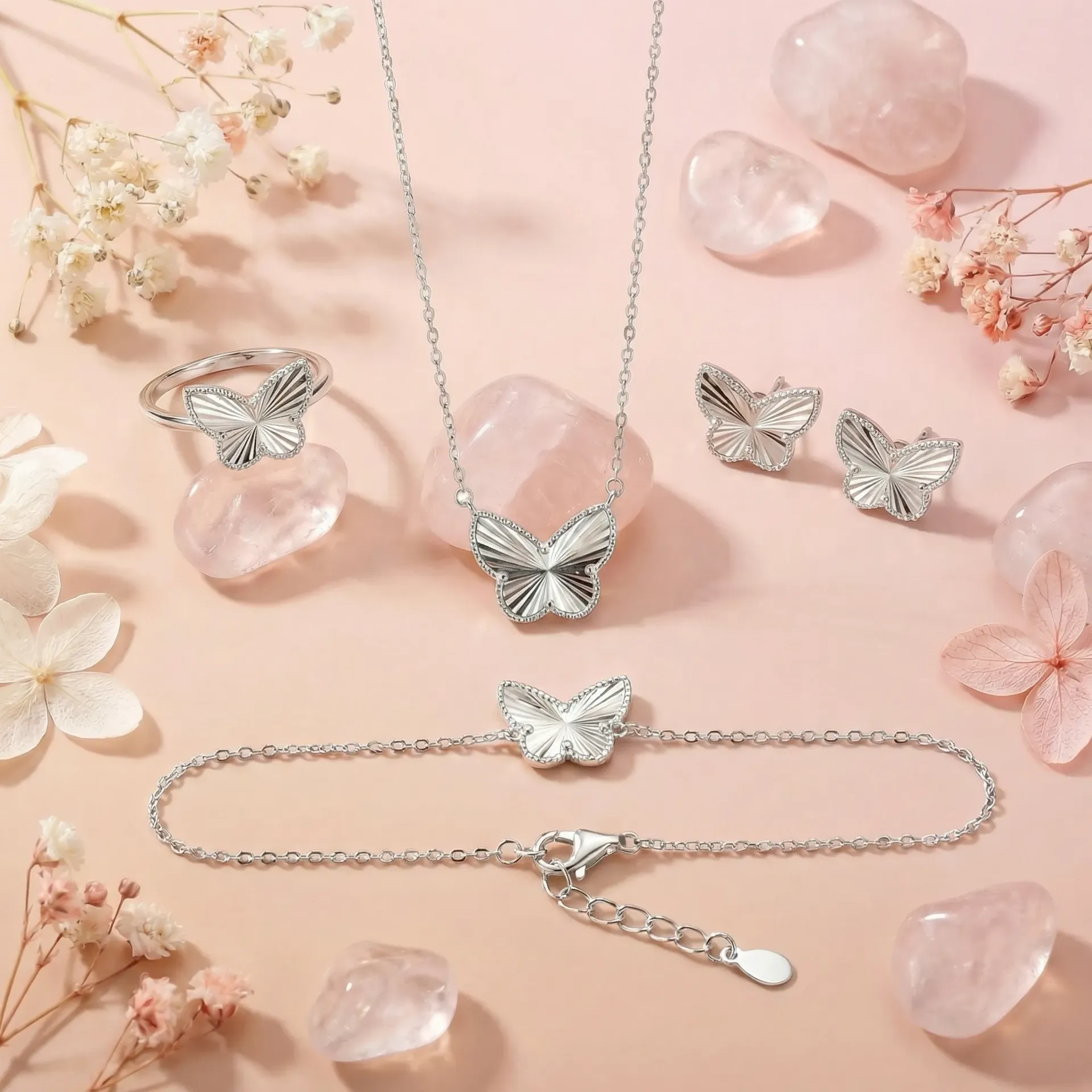 smooth butterfly silver925 set