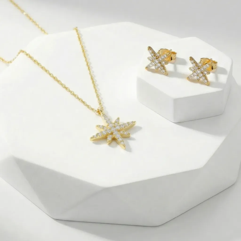 SMALL SHINY STAR NECKLACE SET (gold)