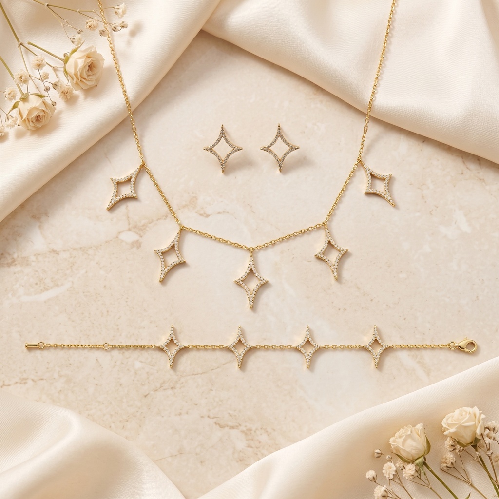 MASTER OPEN STAR CHOKER SET (gold)