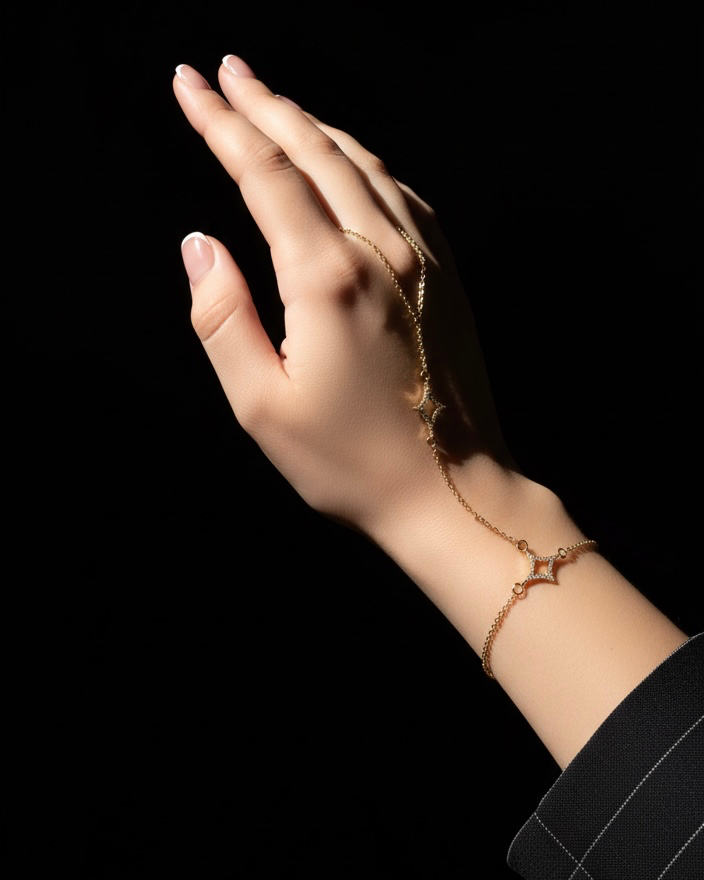 OPEN STAR RING BRACELET (gold)