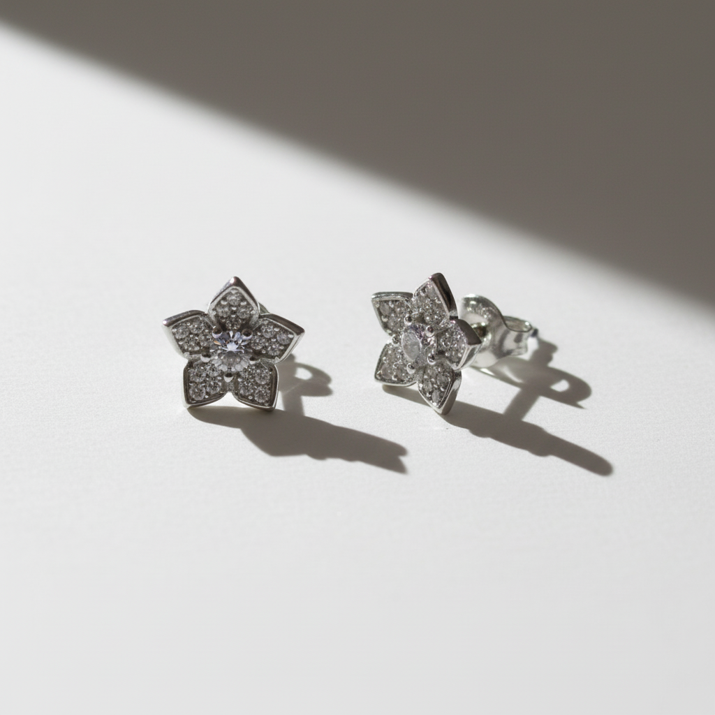 cute rose silver925 earring
