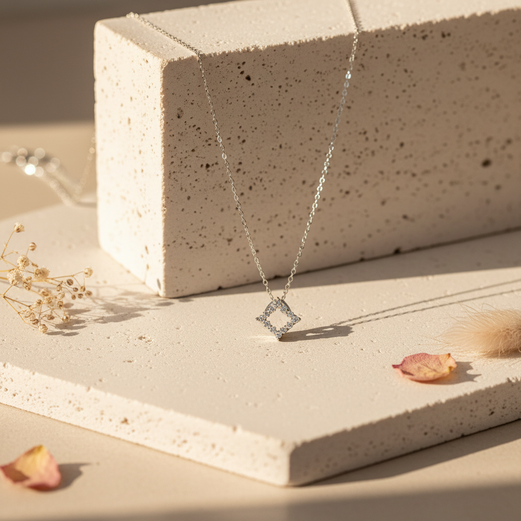 [F2406] open rhomb silver925 necklace