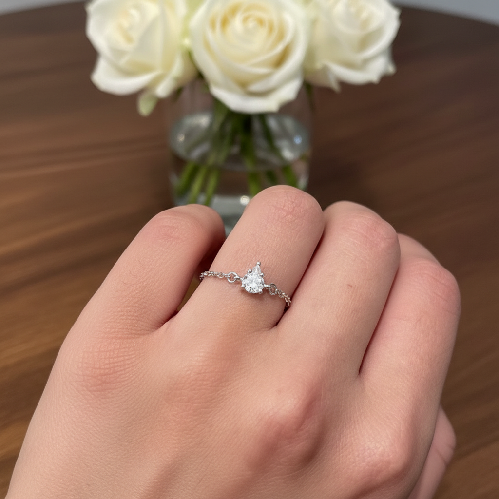 [R7471] small drop adjustable silver925 ring  