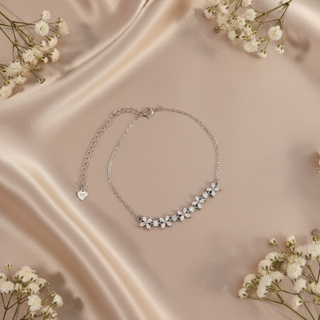 [C6304] 5 blossom silver925 bracelet
