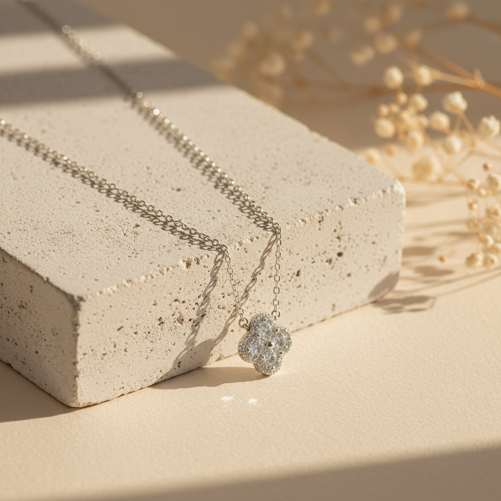 flower stone silver925 necklace