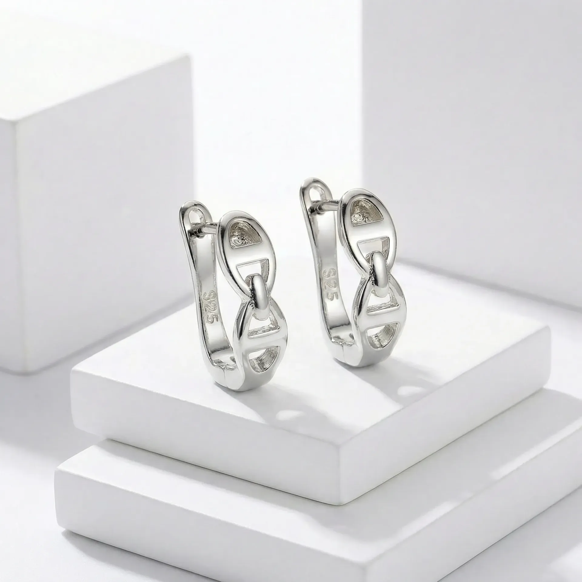 [B23894-E] dlock chain silver925 earring