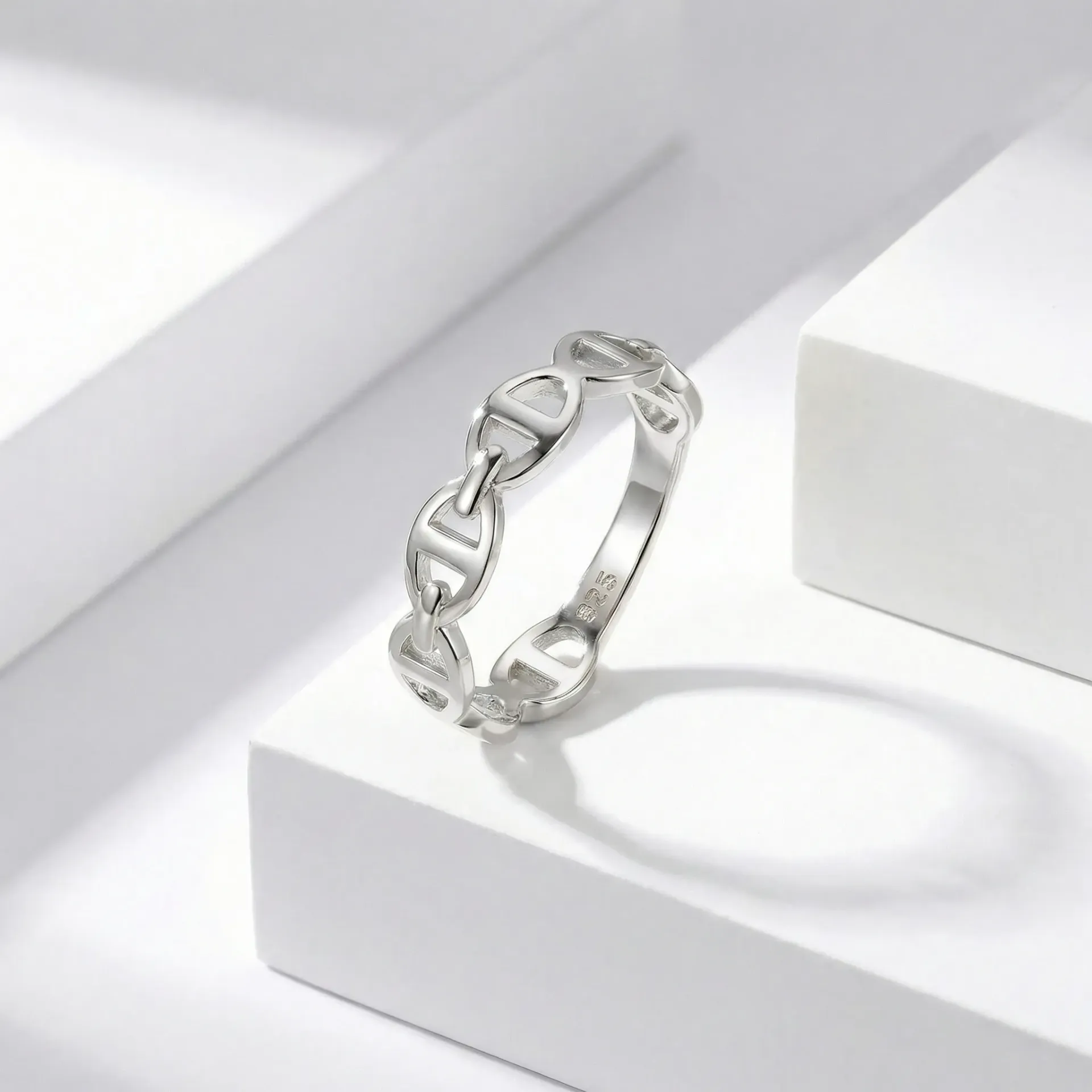 [B23894-R-6] خاتم فضة925 بسلسلة دلوك (٦)