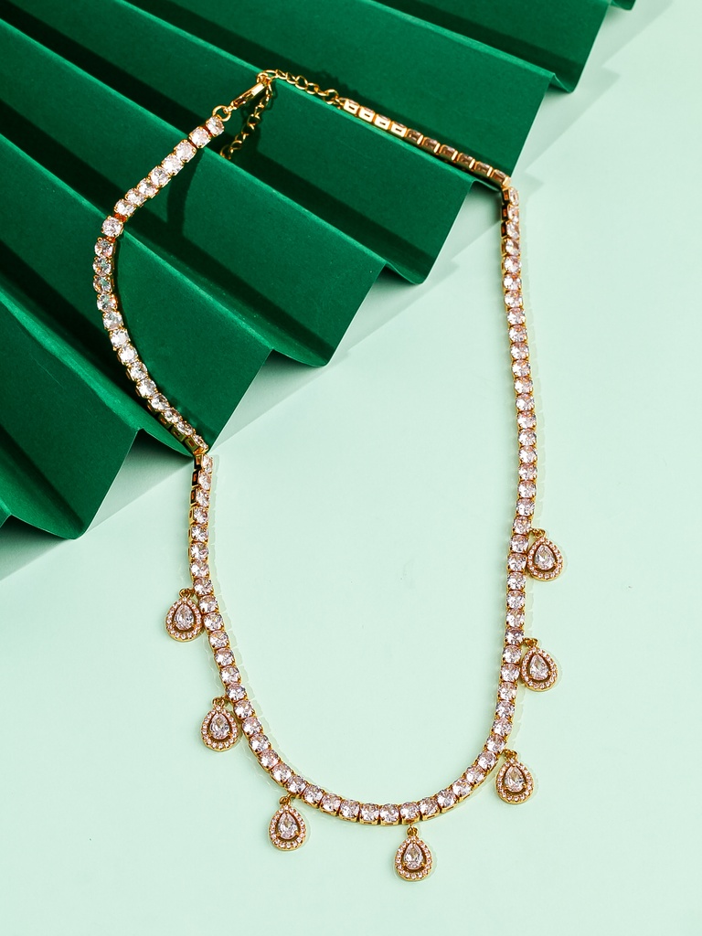Tennis with drops zircon choker