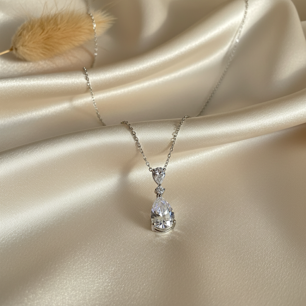 small to big drops silver 925 necklace 