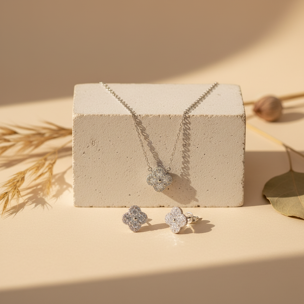 flower stone silver925 SET