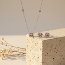pink square silver925 SET