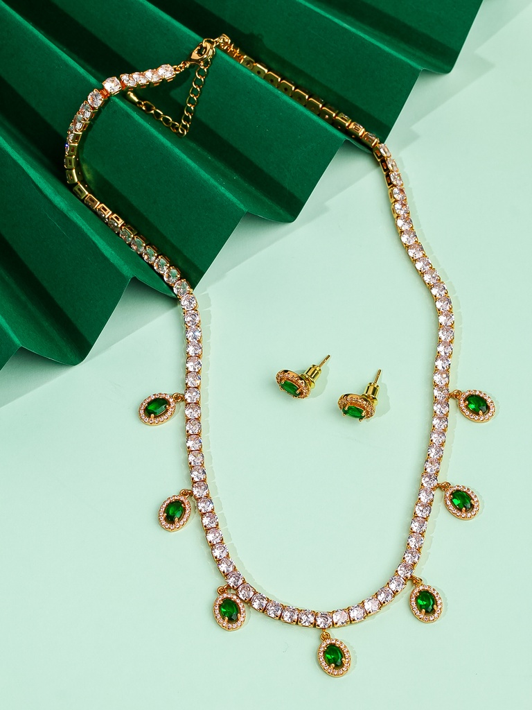 [SK-03-07] Gold green tennis choker set
