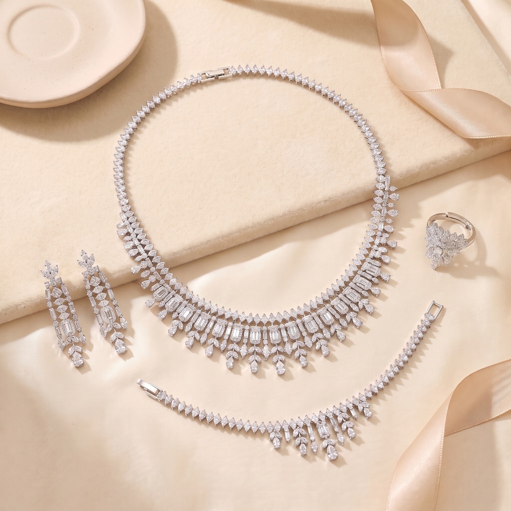 rectangular to drop heavy zircon set 
