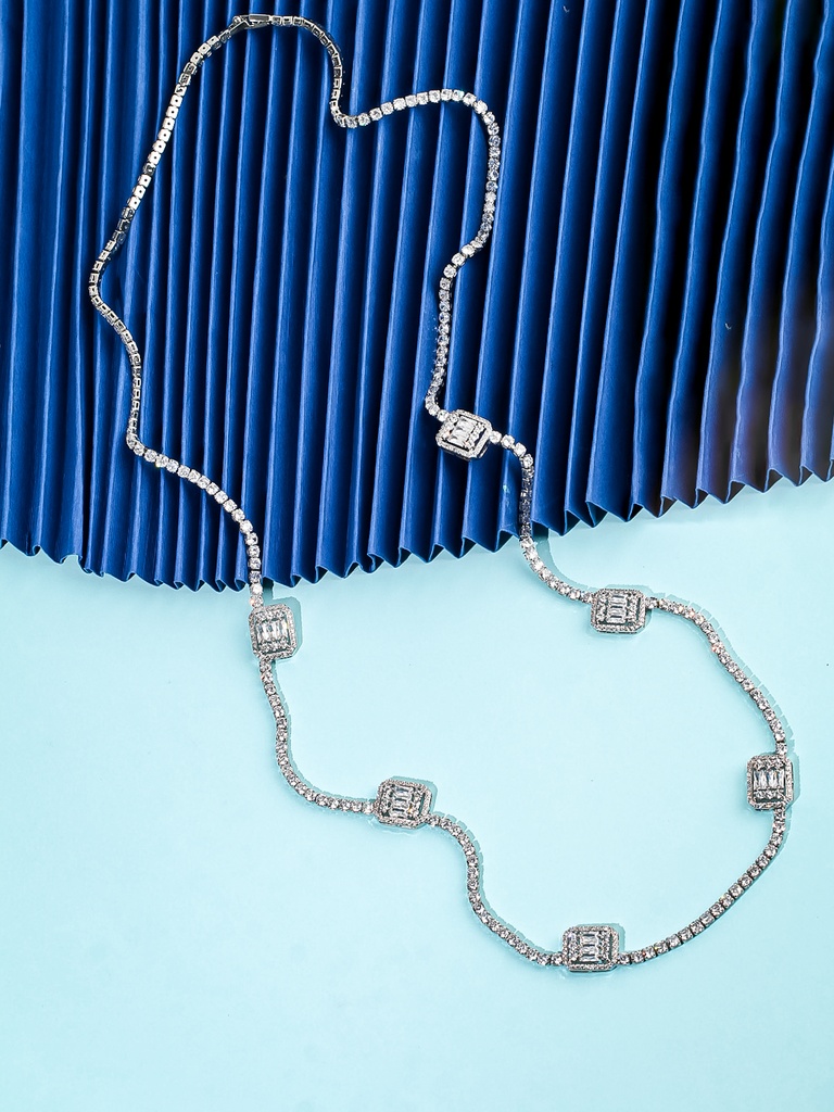 Long tennis with cubes zircon necklace